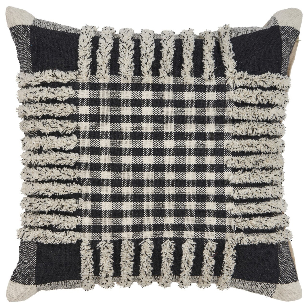 Edge Collections - 18-inch H x 18-inch W x 6-inch D - Black - Fashionable Plaid Decorative Pillow - 1 Piece